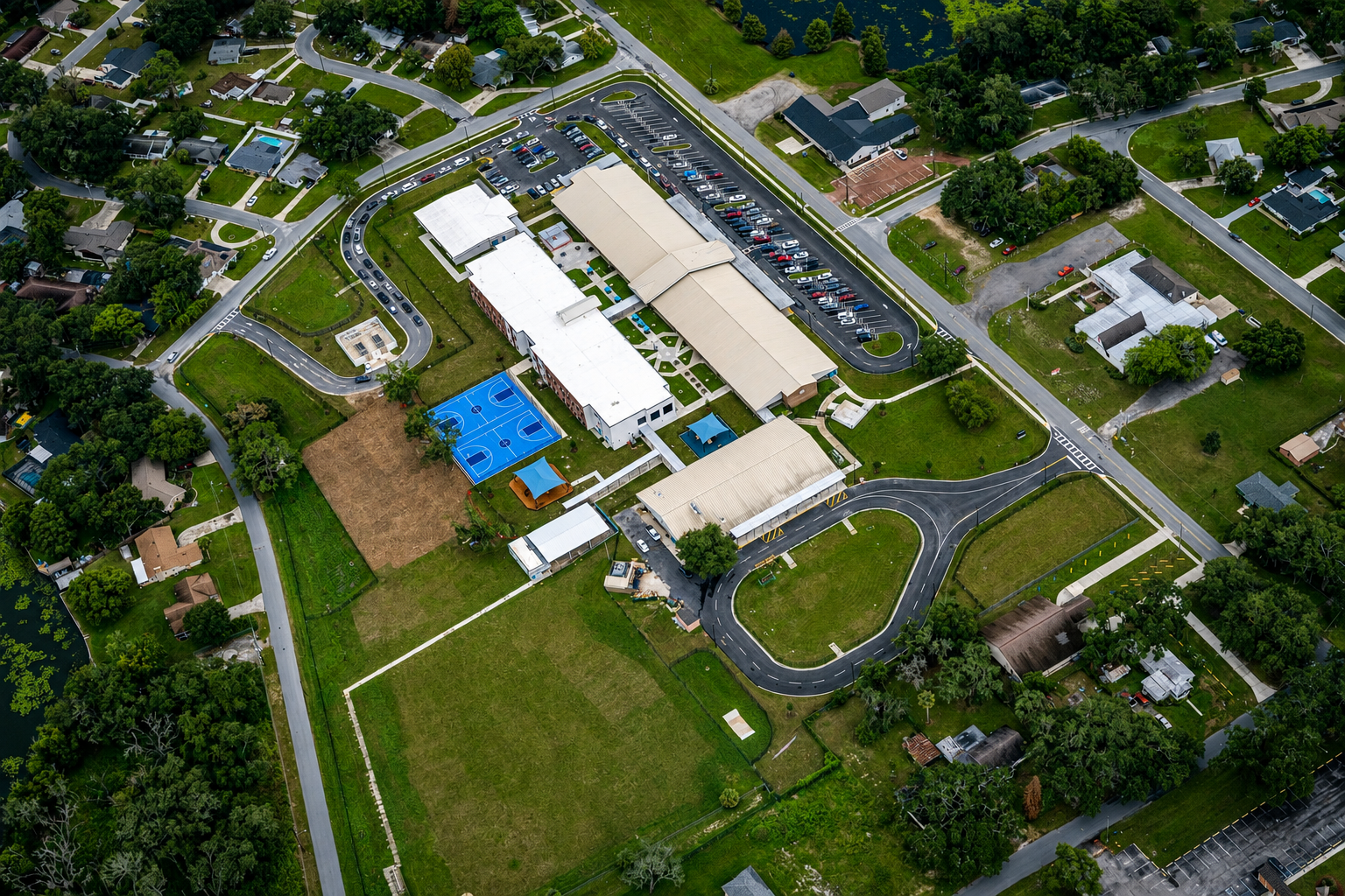 Second aerial view of Beverly Shores Elementary School in Leesburg, Florida