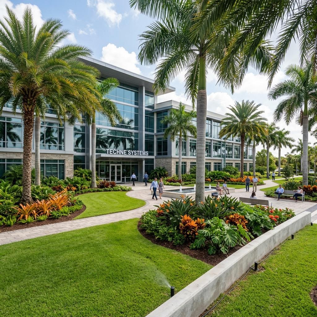 Commercial site — active construction to project completion — after